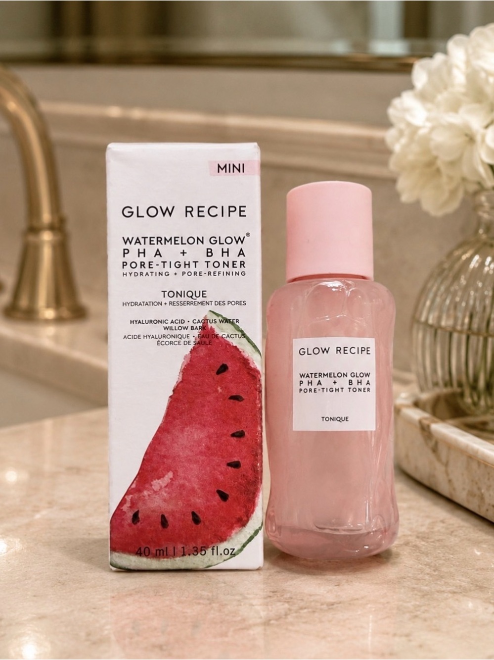 Glow Recipe Watermelon Glow PHA + BHA Pore-Tight Toner Mini 40ml Glow Pink NIB